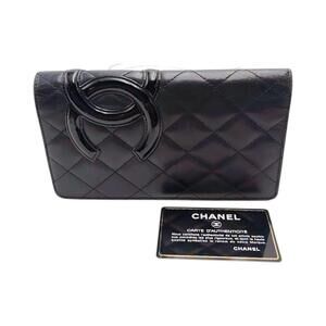 CHANEL Authentic Black Leather Wallet